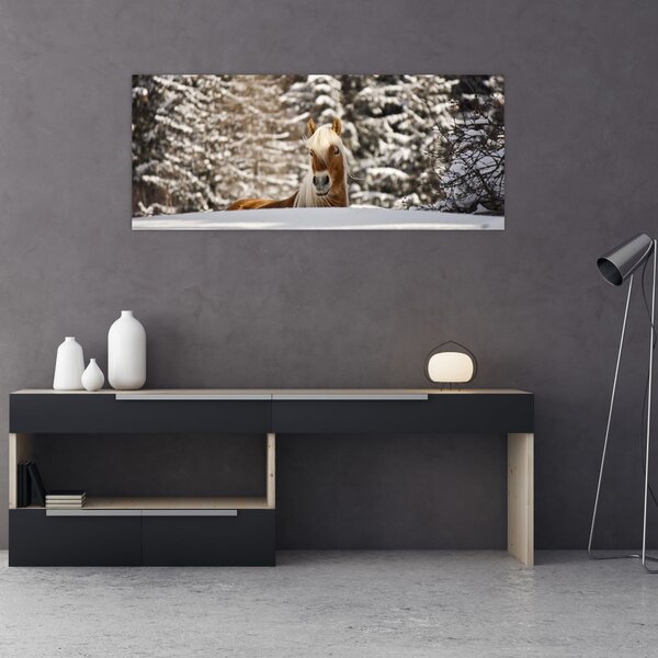 Kép - Ló a téli tájban (120x50 cm)