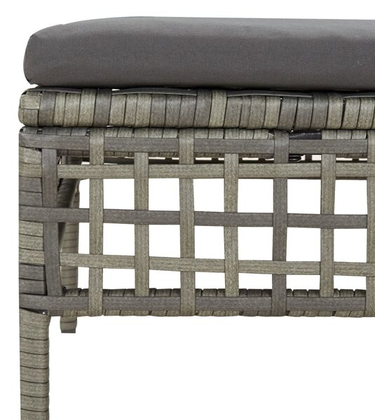 Szürke polyrattan kerti lábtartó párnával