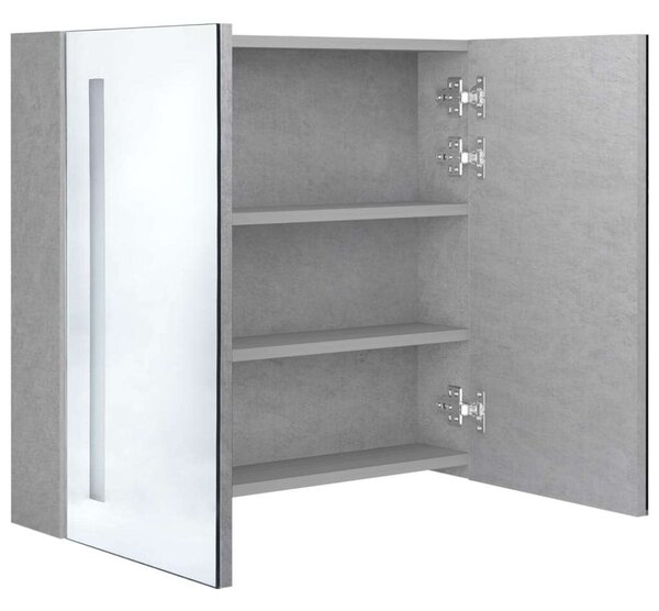 VidaXL betonszürke LED-es tükrös fürdőszobaszekrény 62 x 14 x 60 cm