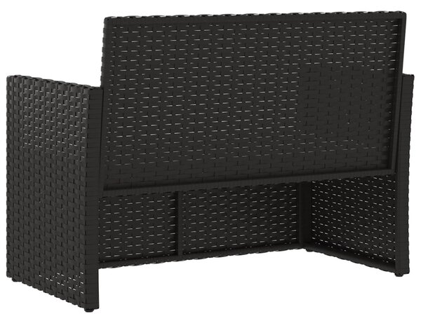 Fekete polyrattan kerti pad párnákkal 105 cm