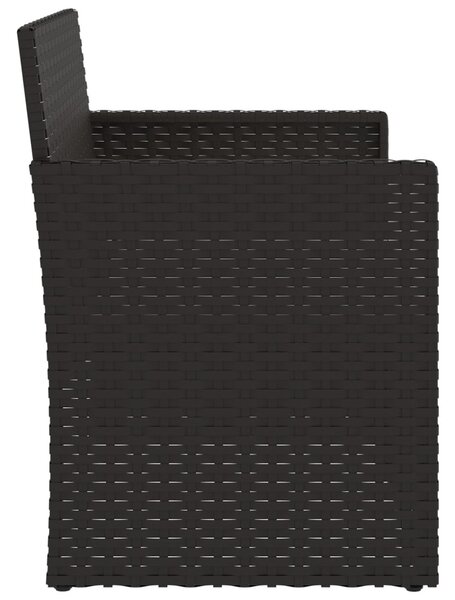 Fekete polyrattan kerti pad párnákkal 105 cm