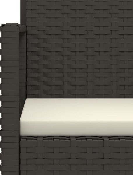 Fekete polyrattan kerti pad párnákkal 105 cm