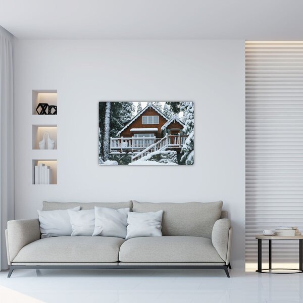 Kép - Fából készült házikó (90x60 cm)