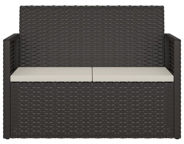 Fekete polyrattan kerti pad párnákkal 105 cm