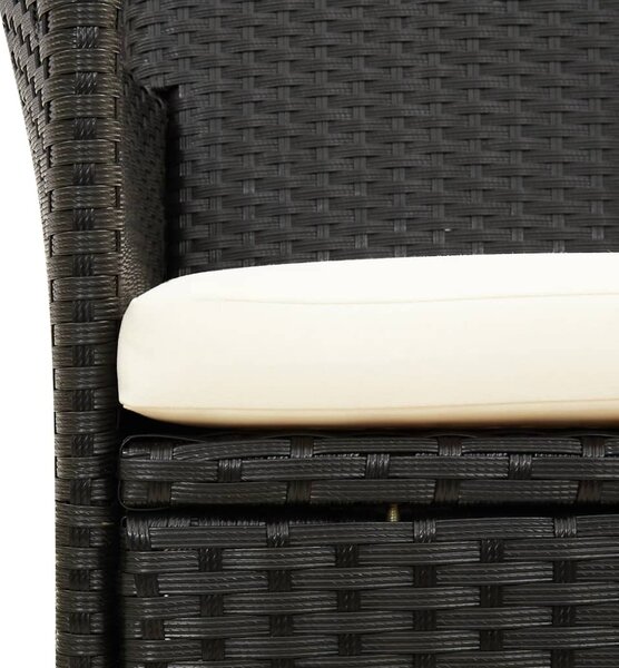 2 db fekete polyrattan kerti szék párnával