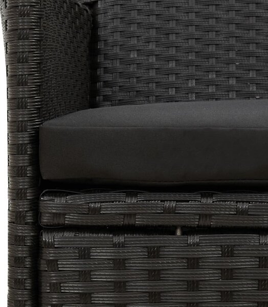 4 db fekete polyrattan kerti szék párnával