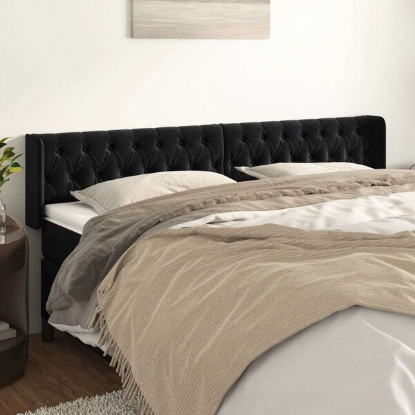 Bársony Fejtámla - 203cm - Fekete