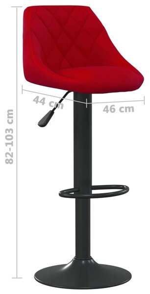 VidaXL Bordó Bársony Bárszék - 2 db
