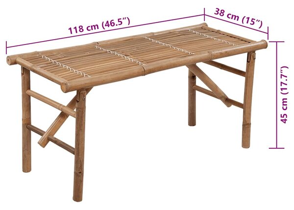 Összecsukható bambusz kerti pad párnával 118 cm