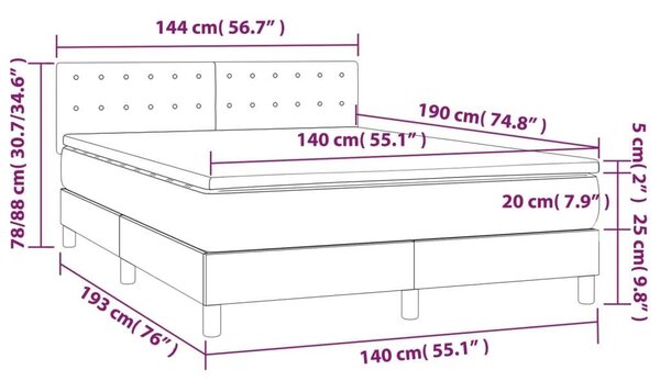 VIDAXL - Ágy - Műbőr - 140x190 cm