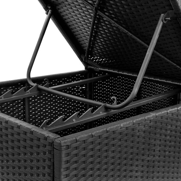 2 db fekete polyrattan napozóágy párnával