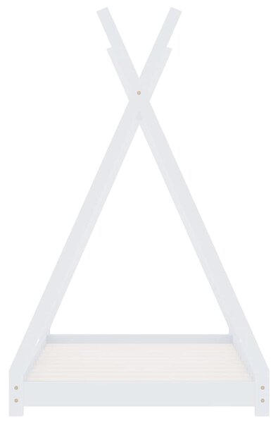 Fehér tömör fenyőfa gyerekágy-keret 70 x 140 cm