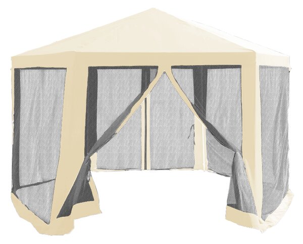 KONDELA Kerti pavilon sátor, 3,9x2,5x3,9m, bézs/fekete, RINGE TYP 2+6 oldal