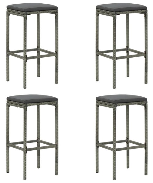 5 darabos szürke polyrattan kerti bárszett párnákkal