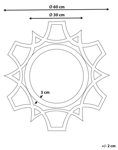 Falitükör ZAPOPAN 60 cm 60 cm Világos fenyő