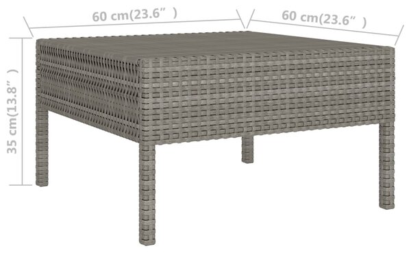10 részes szürke polyrattan kerti bútorszett párnákkal