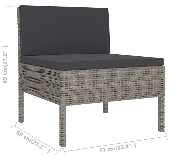 3 részes szürke polyrattan kerti ülőgarnitúra párnákkal