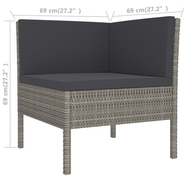 6 részes szürke polyrattan kerti bútorszett párnákkal