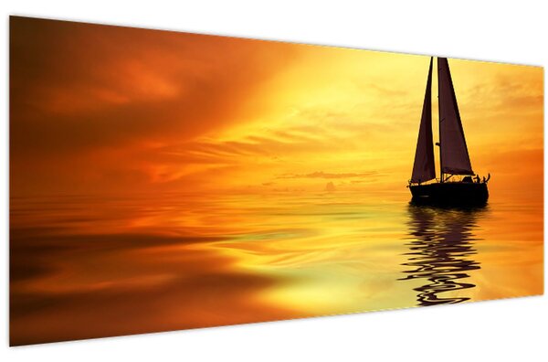 Kép - Vitorlás naplementében (120x50 cm)