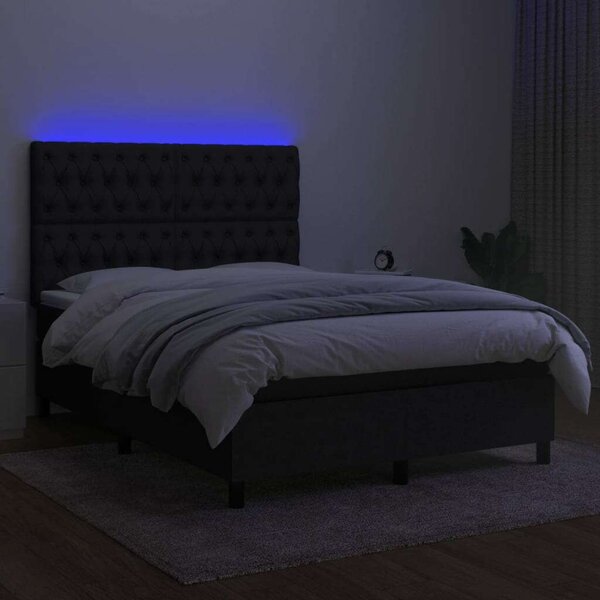 Modern Fekete Ágy LED-del - 140x190 cm