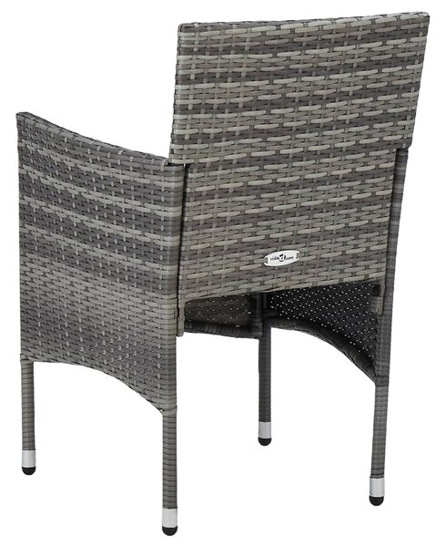 3 részes szürke polyrattan és üveg kerti étkezőgarnitúra