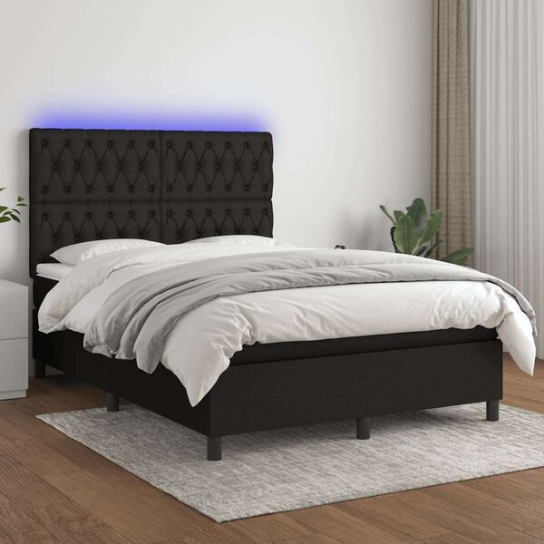 Modern Fekete Ágy LED-del - 140x190 cm