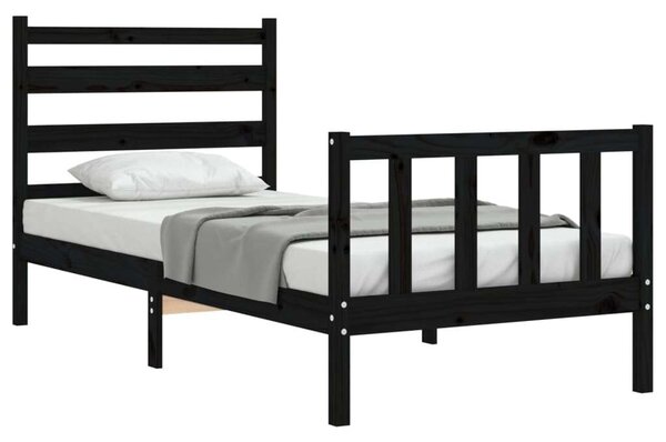 Fenyőfa Ágykeret - Fekete - Kis Single - 75x190 cm
