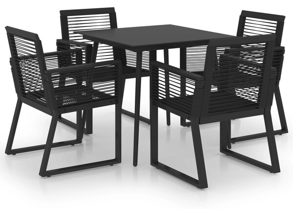 5 részes fekete PVC rattan kültéri étkezőgarnitúra