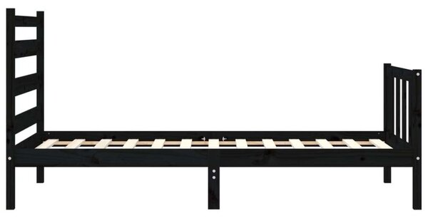 Fenyőfa Ágykeret - Fekete - Kis Single - 75x190 cm