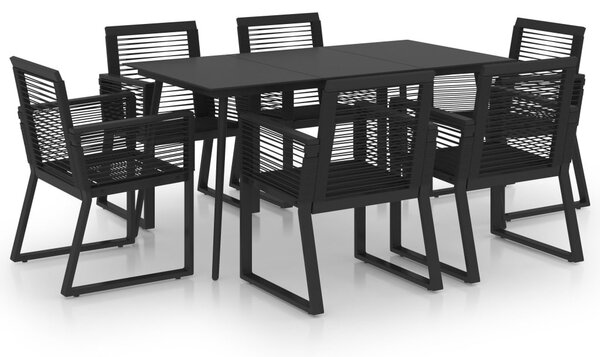 7 részes fekete PVC rattan kültéri étkezőgarnitúra