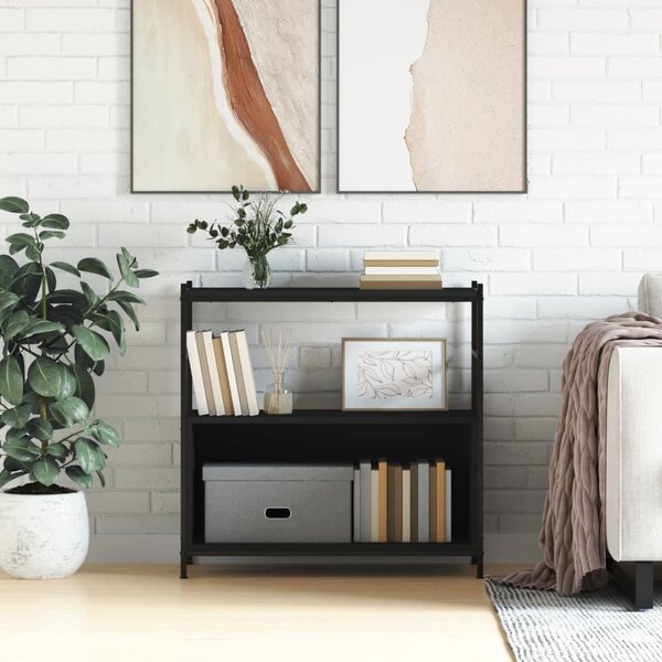 Fekete szerelt fa és vas könyvespolc 80 x 30 x 78,5 cm