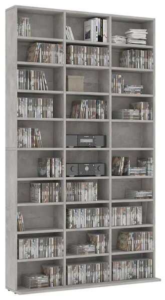 VidaXL betonszürke szerelt fa CD-szekrény 102 x 16 x 177,5 cm