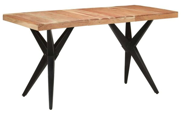 Fekete tömör akácfa étkezőasztal 140 x 70 x 76 cm
