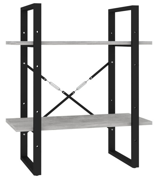Kétszintes betonszürke szerelt fa könyvszekrény 60 x 30 x 70 cm