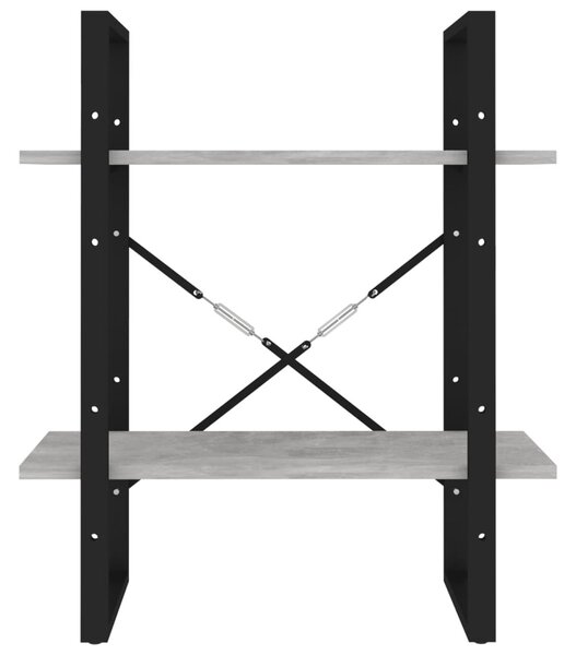 Kétszintes betonszürke szerelt fa könyvszekrény 60 x 30 x 70 cm