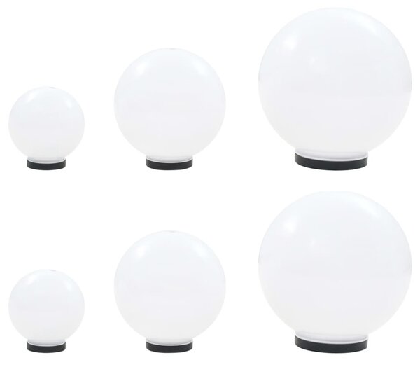 6 db-os LED gömblámpa-szett 20/30/40 cm PMMA