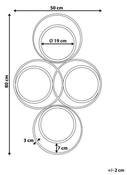 Falitükör LESCAR 50 cm 80 cm Fém Arany