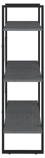 Háromszintes szürke tömör fenyőfa könyvszekrény 80x30x105 cm
