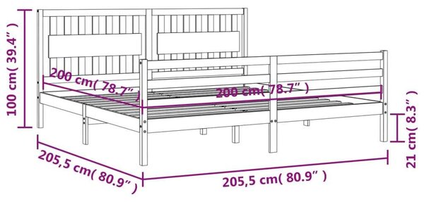 Tömör fa ágykeret fejtámlával 200 x 200 cm