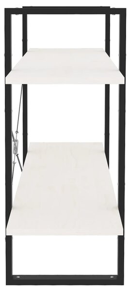 Kétszintes fehér tömör fenyőfa könyvszekrény 100 x 30 x 70 cm