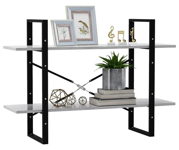 Kétszintes betonszürke szerelt fa könyvszekrény 100x30x70 cm