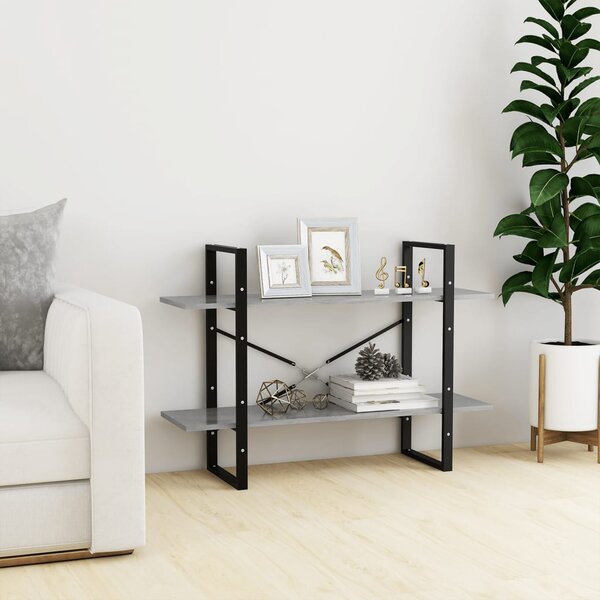Kétszintes betonszürke szerelt fa könyvszekrény 100x30x70 cm