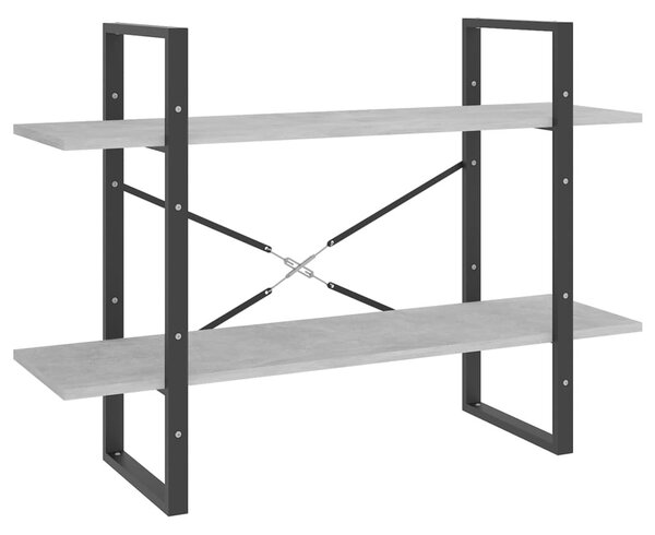 Kétszintes betonszürke szerelt fa könyvszekrény 100x30x70 cm