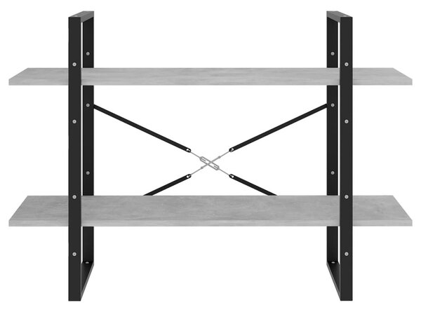 Kétszintes betonszürke szerelt fa könyvszekrény 100x30x70 cm