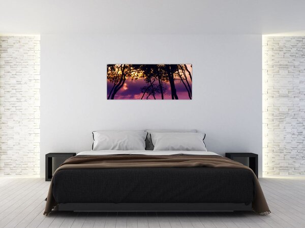 Kép - Fák naplementében (120x50 cm)