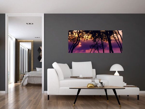 Kép - Fák naplementében (120x50 cm)