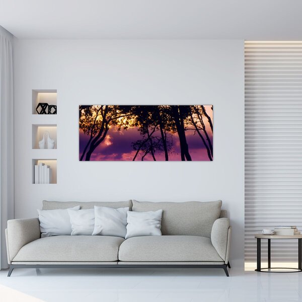 Kép - Fák naplementében (120x50 cm)