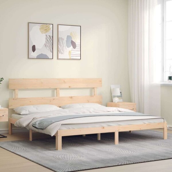 VidaXL tömör fa ágykeret fejtámlával 200 x 200 cm