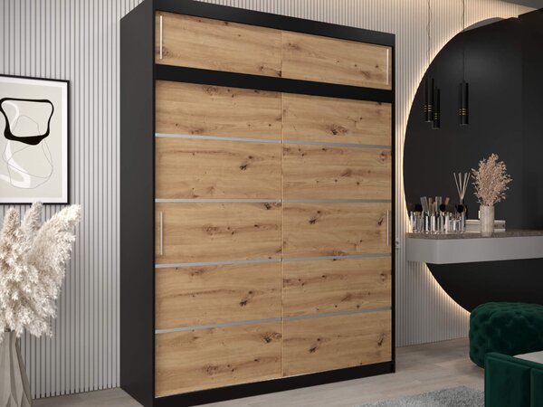 ALYXIA gardróbszekrény 180/200 - fekete/artisan tölgy Méret: 180