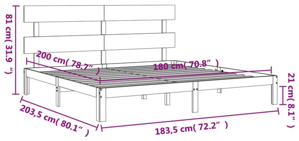 VidaXL Fenyőfa Ágykeret - Super King Size